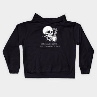 Funny Skeleton Lazy Costume Goth Men Women Funny Halloween Kids Hoodie